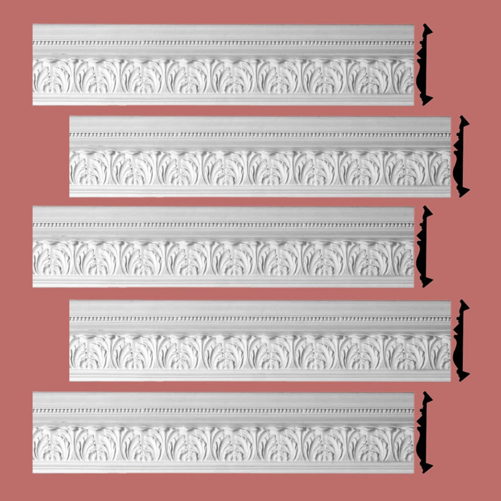 Cornice White Urethane Etienne Ornate Design 5 Pcs   374.375" Length