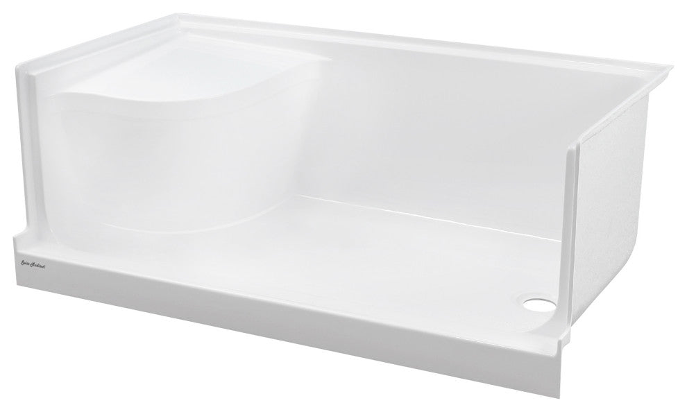 Aquatique 60"x32" Single Threshold Shower Base, White
