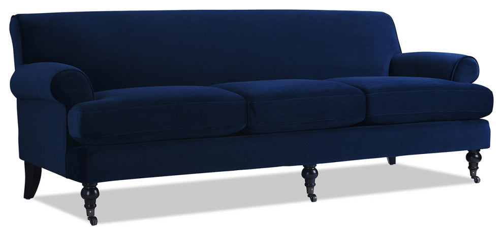 Alana Lawson 88" 3-Cushion Tight Back Sofa, Navy Blue Velvet