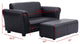 Modern Kids Double Sofa With Ottoman, Black