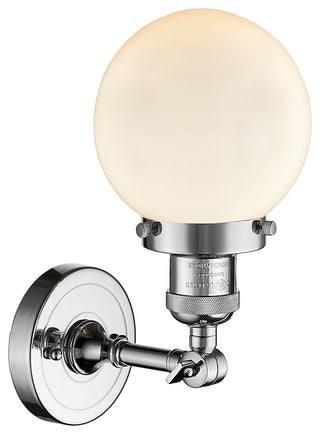 1-Light Beacon 6" Sconce, Polished Chrome, Glass: Matte White Cased