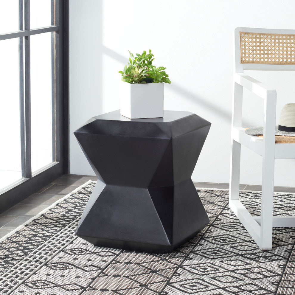 Safavieh Conan Concrete Accent Stool, Black