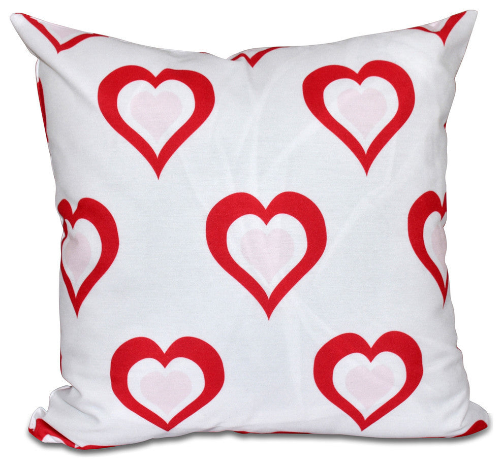 Valentine Print Pillow, Red, 18"x18"