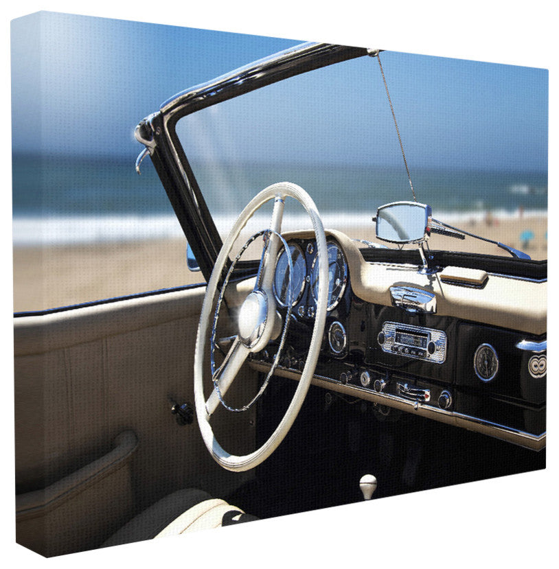 Long Beach Vintage Car, 16"x20", Stretched Canvas Wall Art