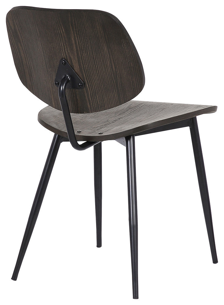 Miki Mid-Century Dining Accent Chairs, Set of 2, Walnut Wood