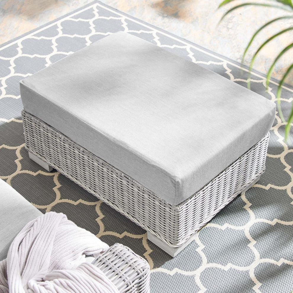 Lounge Chair Ottoman, Sunbrella, Rattan, Wicker, Gray, Modern, Outdoor