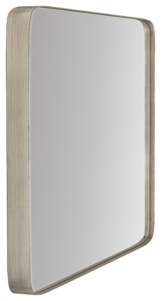 Highland Framed Rounded Rectangle Mirror, Nickel