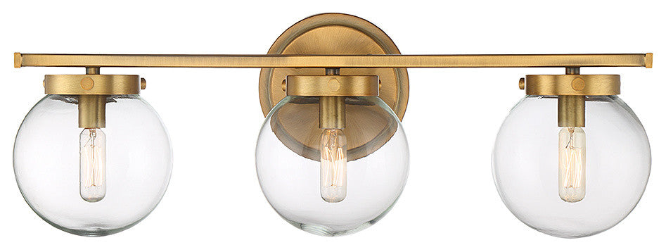 3-Light Bath Bar, Natural Brass