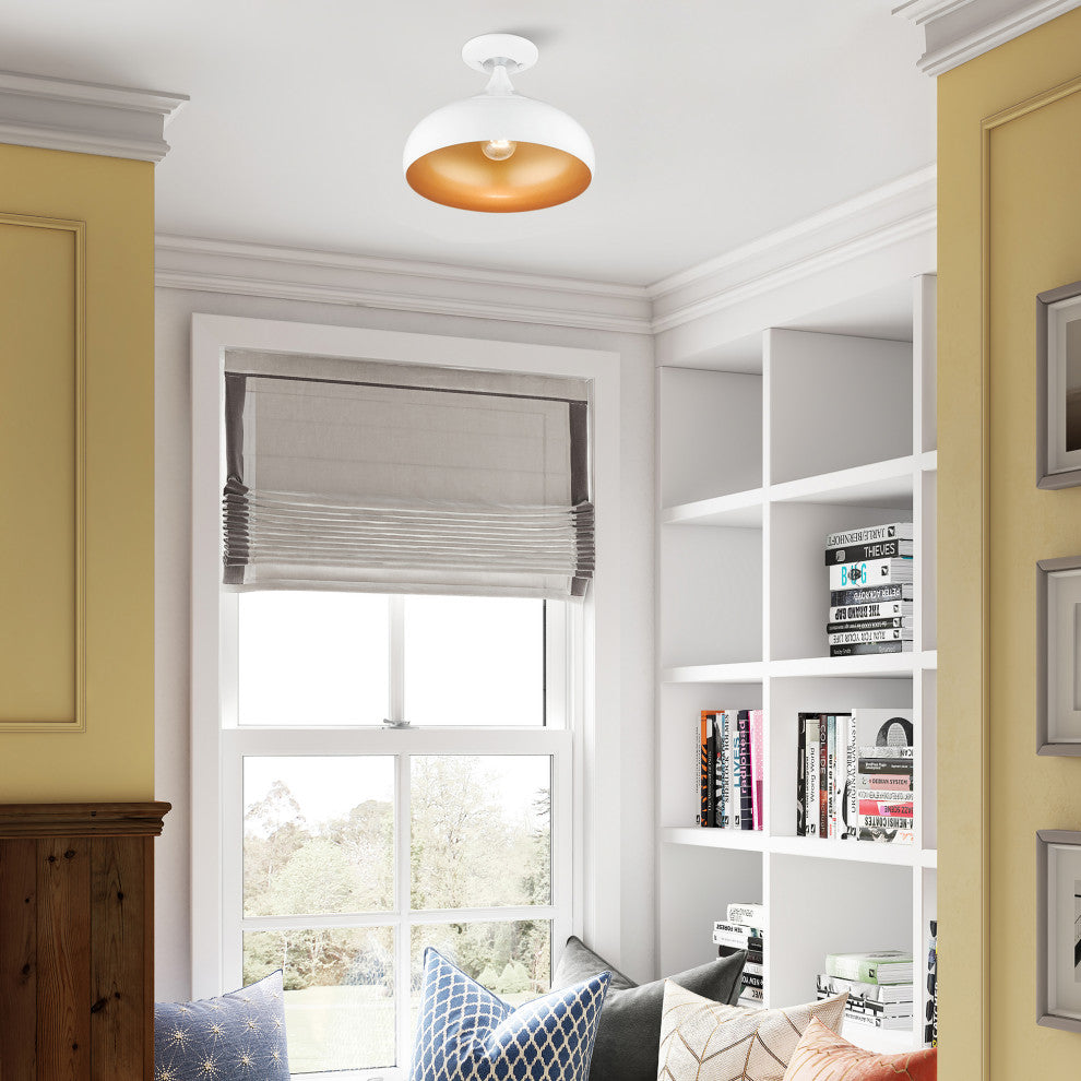 Livex Lighting 1 Light Shiny White Sem-Flush Mount