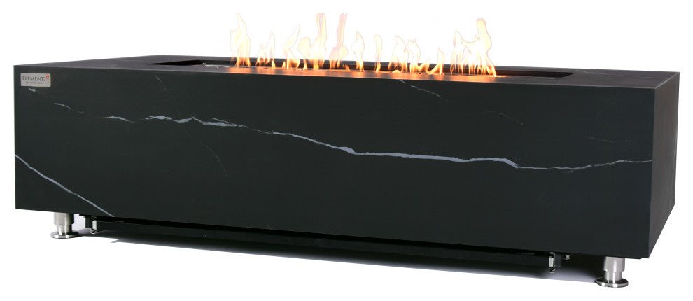Varna Rectangle Marble Porcelain Propane Top Fire Table by Elementi Plus