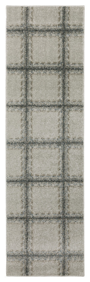 Alistair Casual Geometric Grey/ Teal Indoor Area Rug, Grey, 2'3"x7'6"