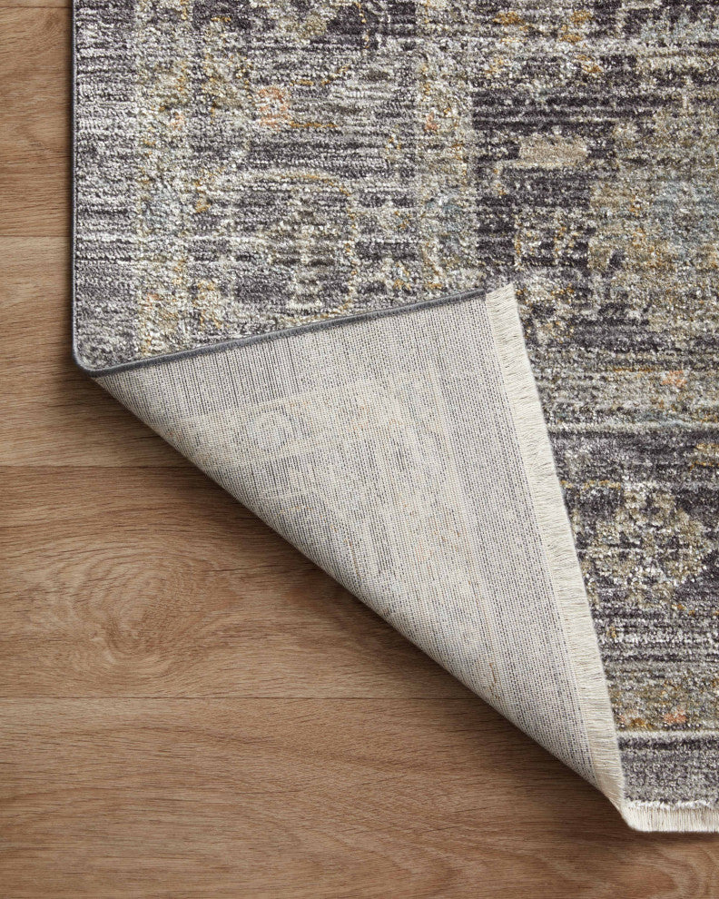 Jean Stoffer x Loloi Katherine Area Rug, Midnight  / Tobacco, 5'-3" X 5'-3" Round