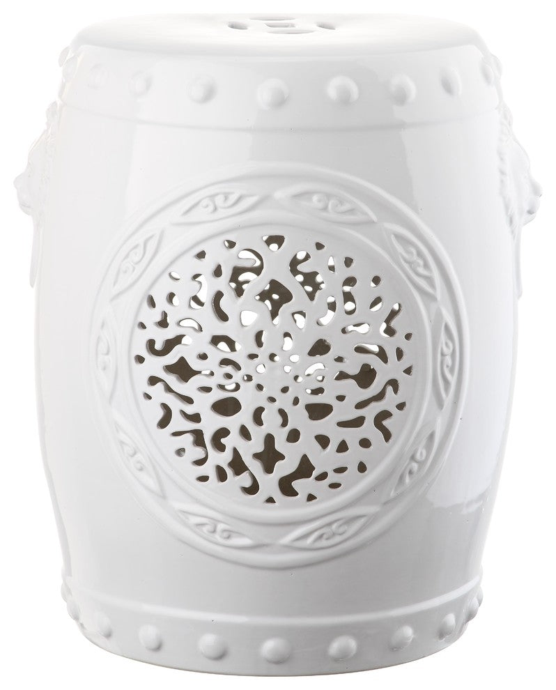 Safavieh Flower Drum Garden Stool, White