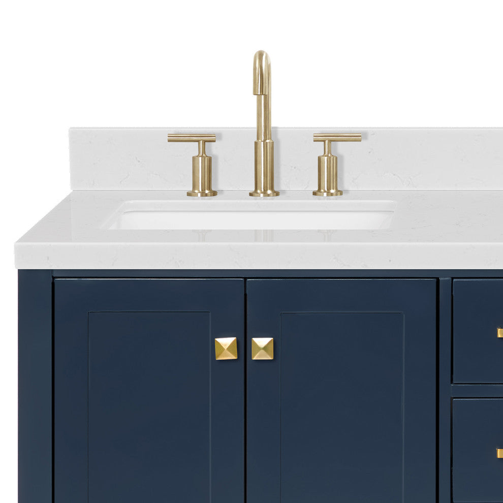 Ariel Cambridge 60" Double Rectangle Sinks Vanity, Carrara Quartz