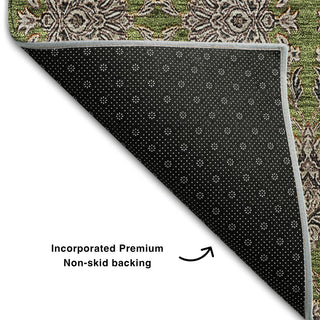 Premium Machine Washable Mayfield AMF702 Olive 2'3" x 7'6" Runner Rug