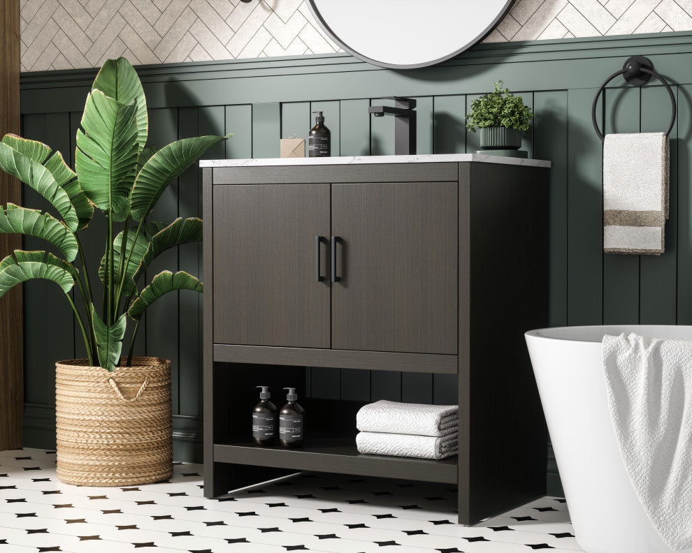 Home Living 30" Single Bathroom Vanity, Mocha Brown