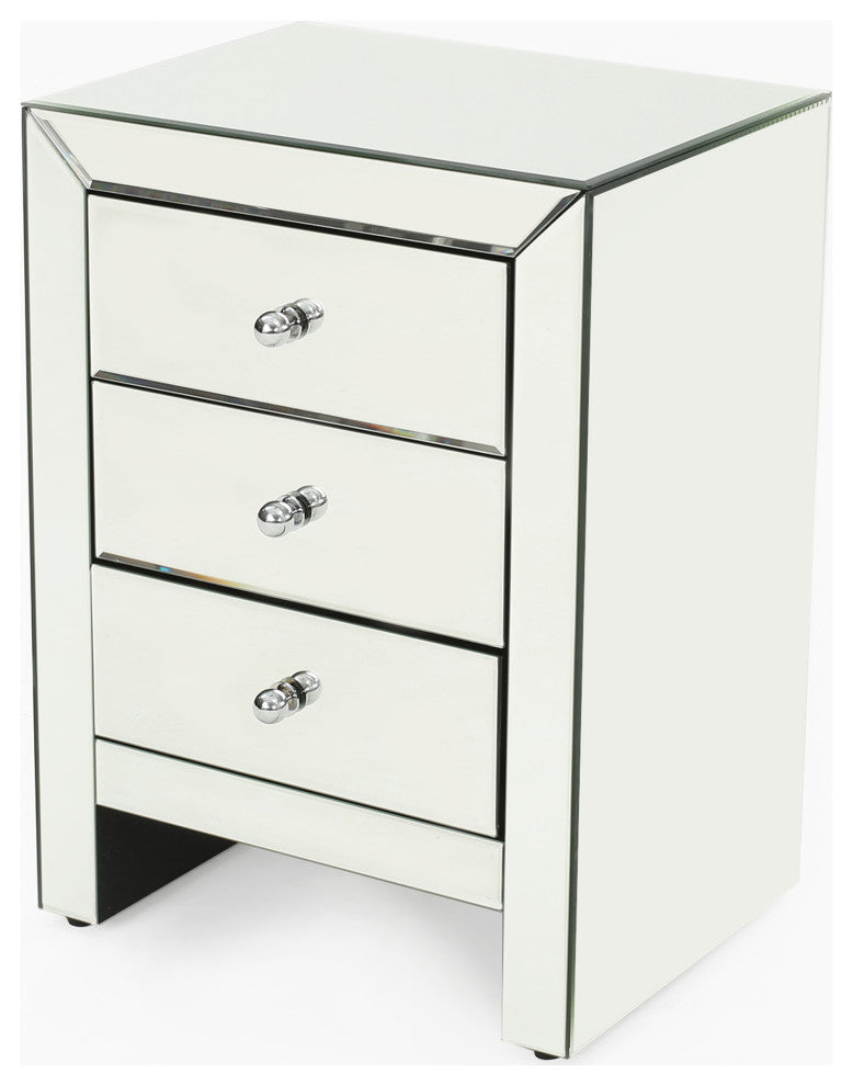 GDF Studio Lucille Mirror Finished 3-Drawer Accent Table