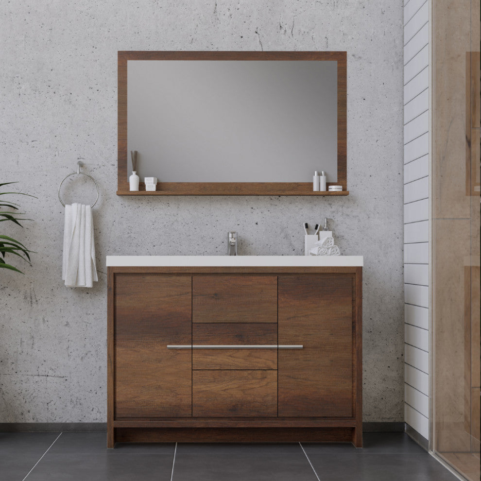 Sortino 48" Bathroom Vanity With Sink, Rosewood
