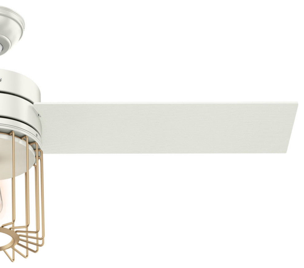 Hunter Fan Company  52" Ronan  Ceiling Fan With Light + Remote, Fresh White