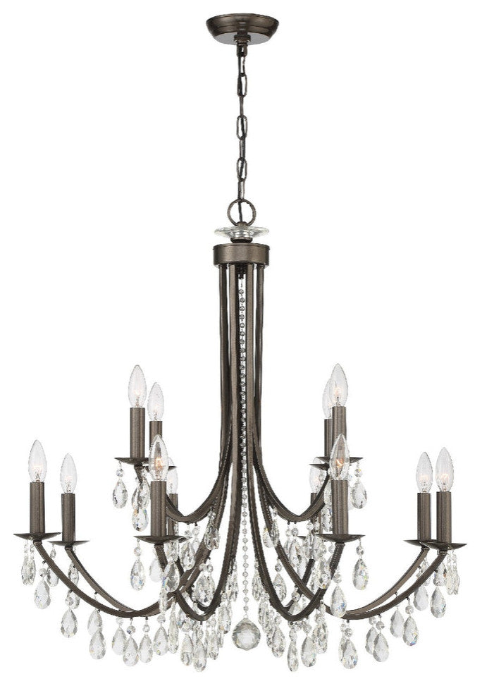 Crystorama 8829-VZ-CL-MWP, 12-Light Chandelier, Vibrant Bronze