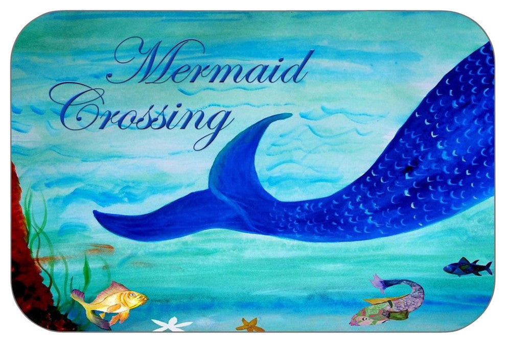Mermaid Crossing Plush Bath Mat, 20"x15