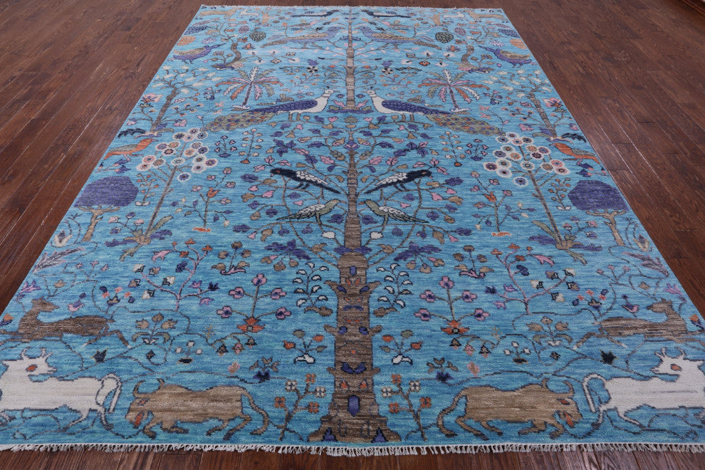 9' 3" X 11' 11" Tree Of Life Hand-Knotted Persian Wool Rug - Q13430