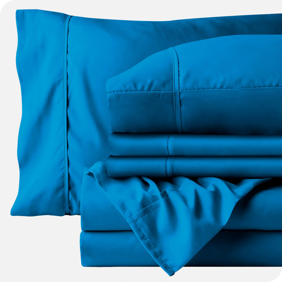 Bare Home 6-Piece Microfiber Sheet Set, Medium Blue, Queen