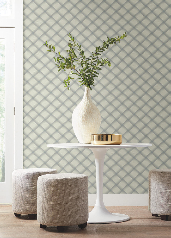 Smokey Blue Bayside Basket Weave Wallpaper