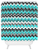 madart inc Turquoise Black White Chevron Shower Curtain