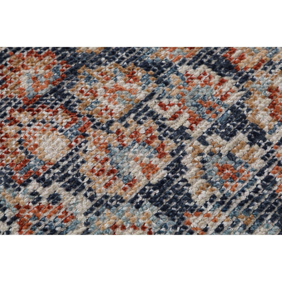 Palace Floral Area Rug, Navy, 2'6"x8'