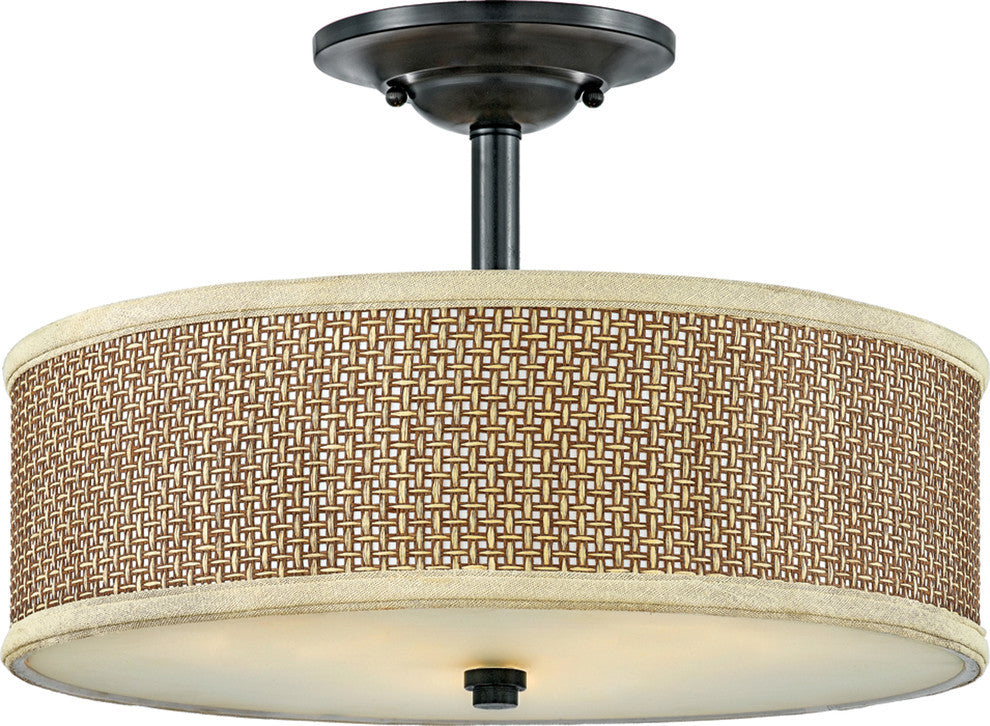 Quoizel ZE1717K Three Light Semi-Flush Mount Zen Mystic Black