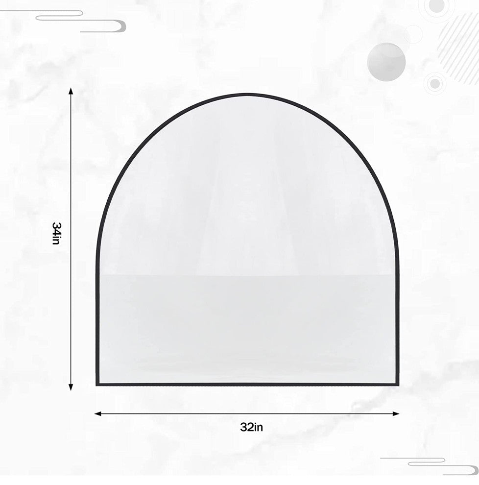Easly 32x34 Aluminum Alloy Framed Arched Mirror, Black