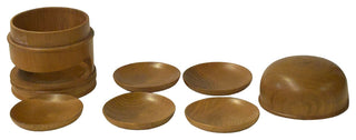Oriental Wood Crafted 5 Small Plate Coaster with Storage Container Hws4094