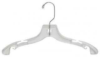 Plastic Junior Top Hanger, Clear, Chrome Finish, Set of 100