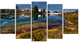 Curving Mountain Lake Shore, Landscape Canvas Print, 60"x32", 5 Panels