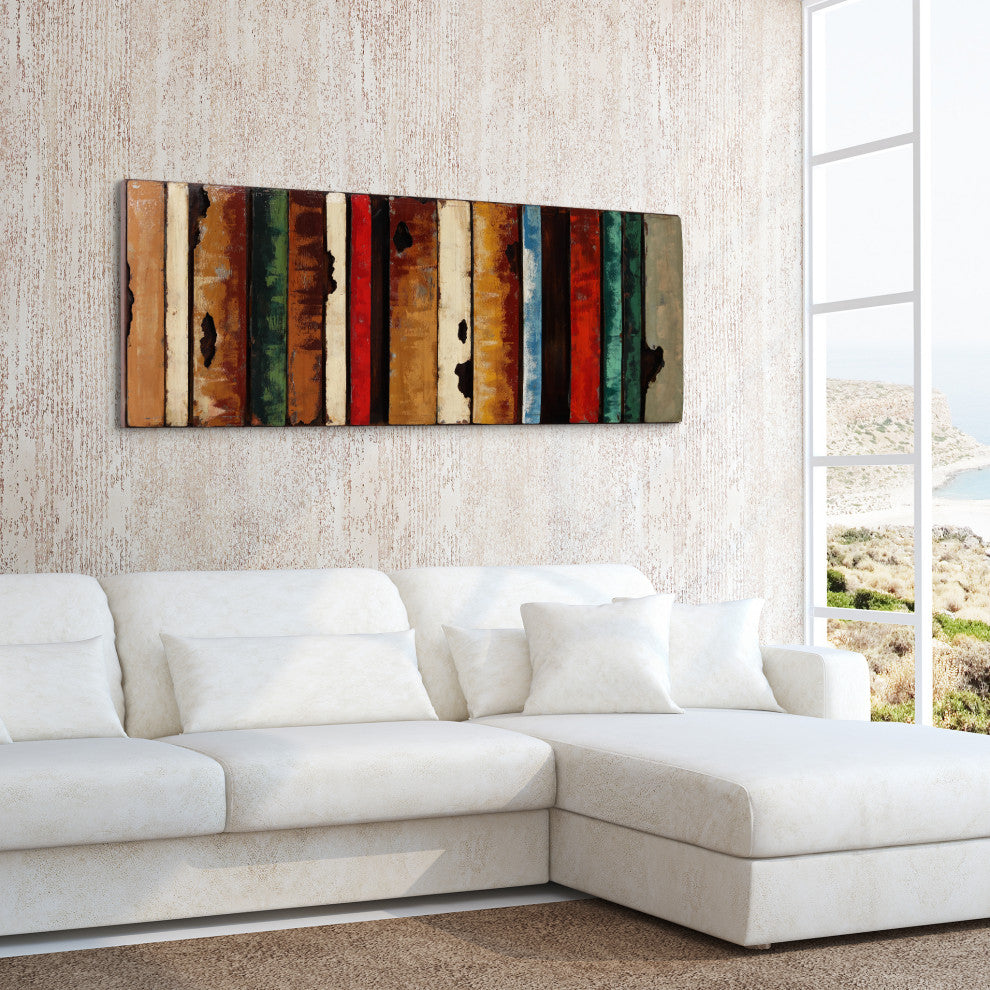"Rustic Flow 1" Primo Mixed Media Hand Painted 3D Wall Sculpture Metal Wall Art
