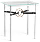 Equus Side Table, Sterling Finish, Soft Gold Accents, Black Leather Strap