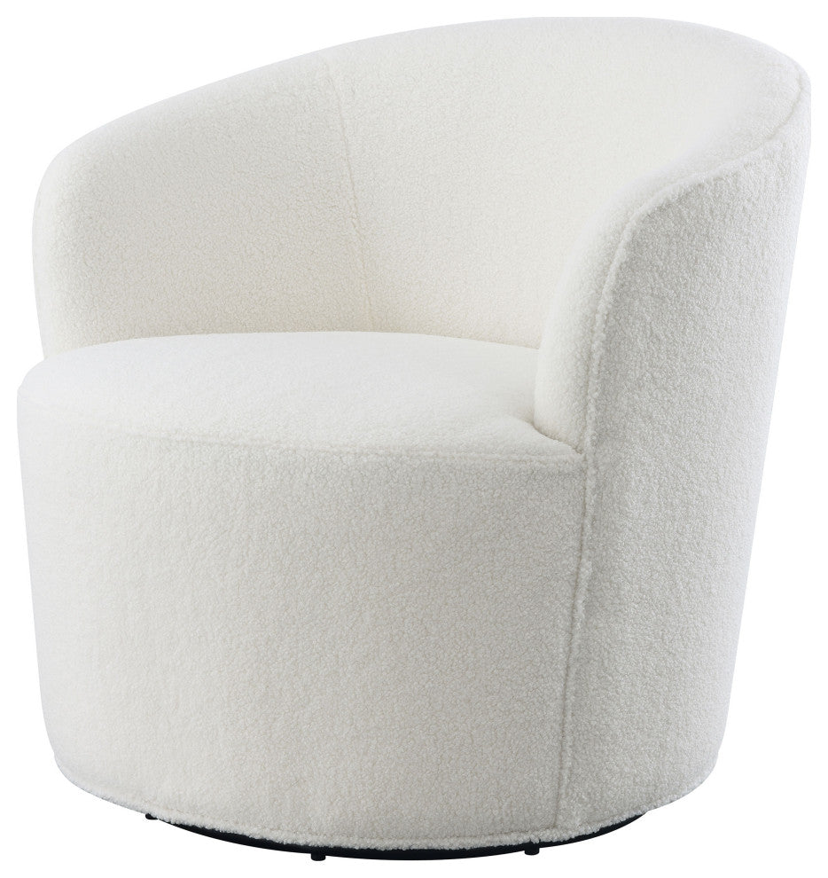 Joyce Upholstered Barrel Back Swivel Chair White