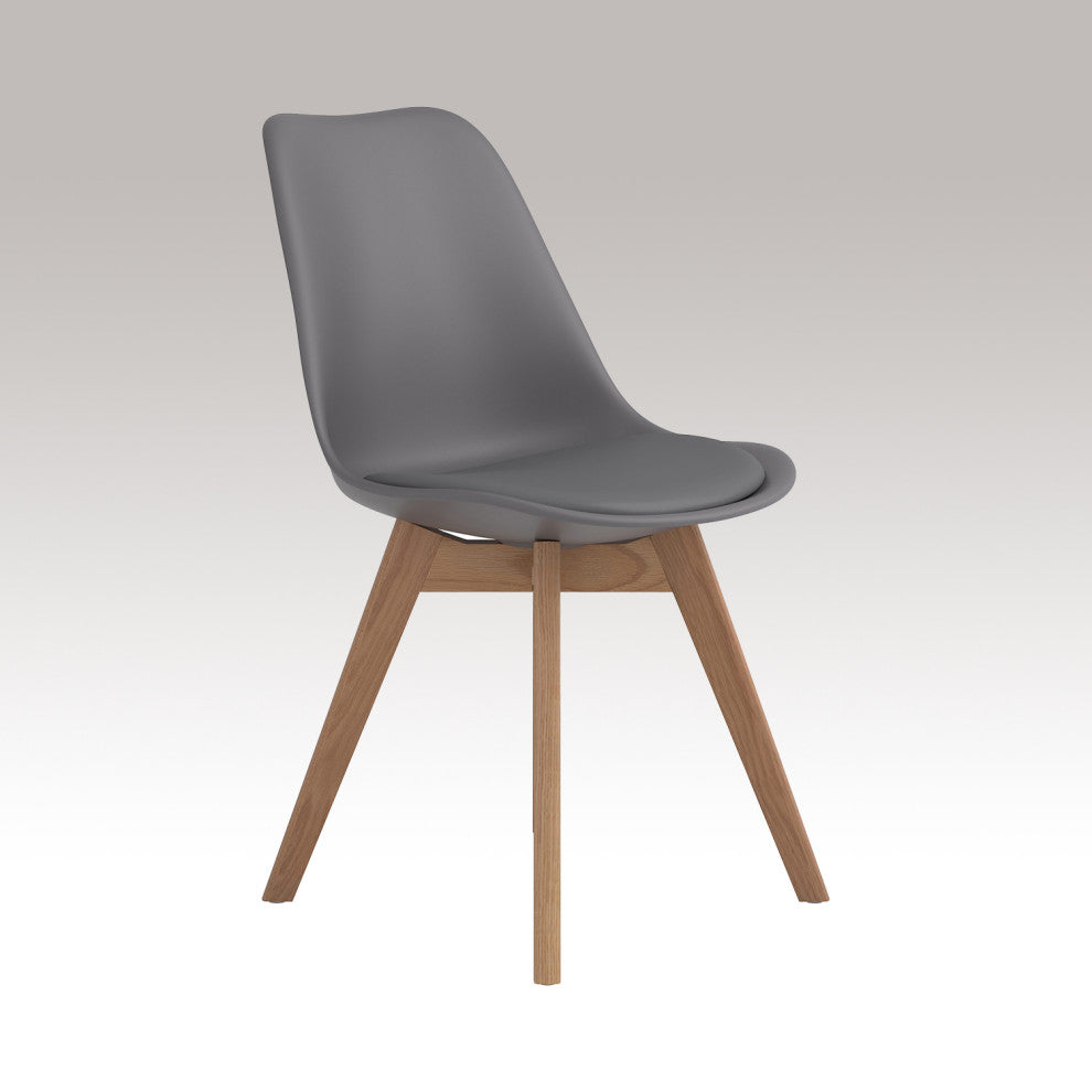 Set of 2 Wood Dining Side Chairs, Gray Finish