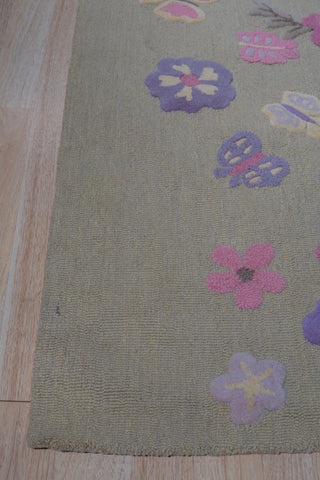 EORC Gray Hand-Tufted Wool Kid's Butterfly Rug 2' x 3'