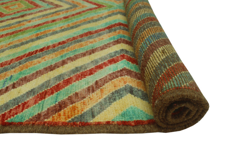 Balochi Bradlee Light Green/Red Rug, 4'10x6'5