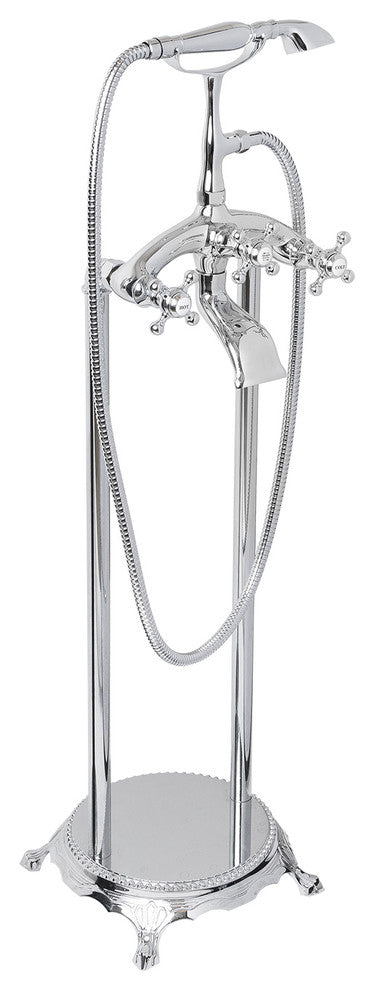 AKDY Freestanding Tub Filler Cross Knobs Handle Telephone Bath Bathtub Faucet