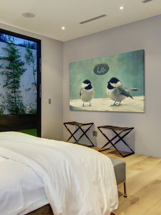 "Hello Birds 2" Painting Print on Wrapped Canvas