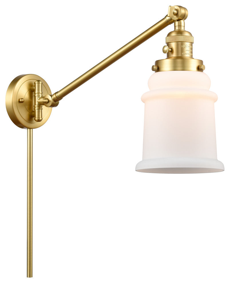 Canton Swing Arm With Switch, Satin Gold, Matte White, Matte White