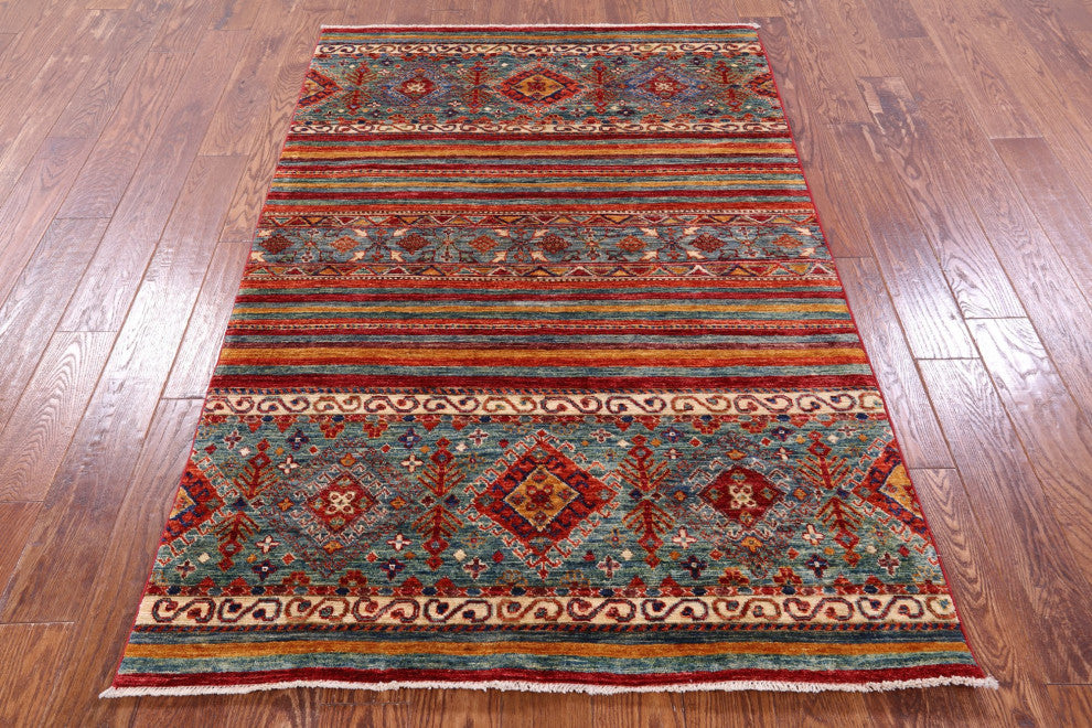 4' 0" X 6' 2" Hand Knotted Super Kazak Khorjin Rug - Q12675