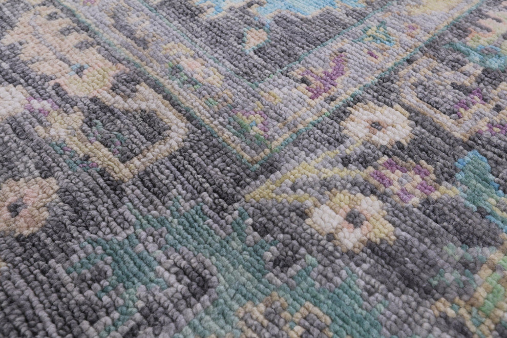 7' Square Turkish Oushak Hand Knotted Wool Rug - Q14972