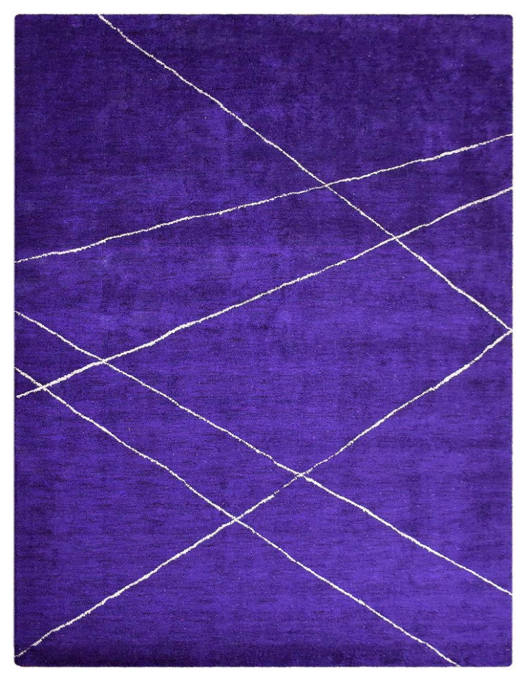HAND KNOTTED LOOM SILK ECO-FRIENDLY RUGS-9'x12',Rectangle,Purple Beige,Geometric
