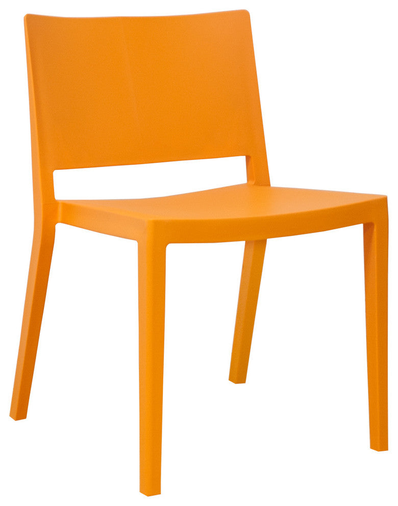 Mod Made Elio Modern Plastic Dining Side Chair, Set of 2, Orange