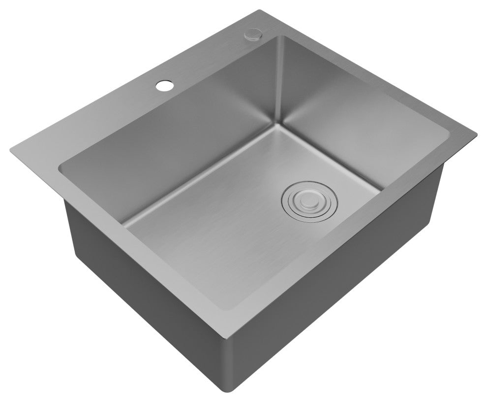 Karran Fusion Top Mount 25-in x 22-in Stainless Steel Single Bowl Kitchen Sink