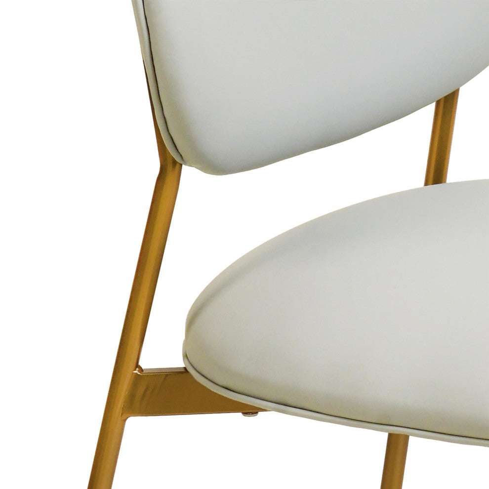 McKenzie Light Grey Vegan Leather Stackable Dining Chair - Set of 2 - Light Grey